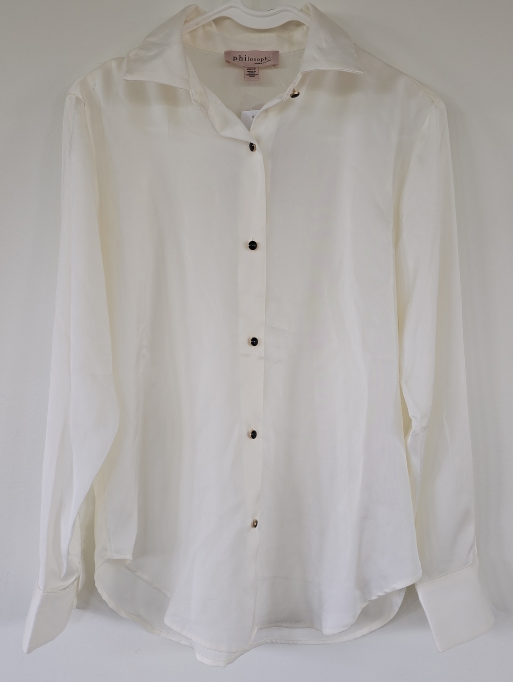 Philosophy Soft Ivory Silky Button-Front Shirt